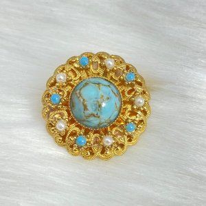Broche en pierre Turquoise - Montres & Bijoux